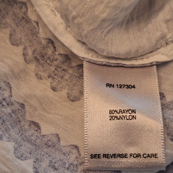 John Mark Tunic Blouse Top Mixed Print Floral Stripes Roll Tab Sleeves size M - Picture 7 of 12